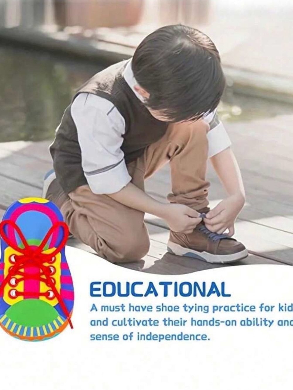 Kids Multicolor Lace-Up Learning Shoe - Picture 2 of 5